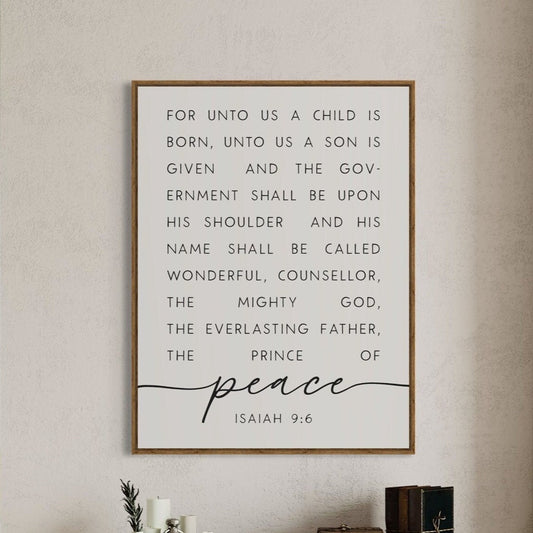 "For unto us a child is born" Isaiah 9:6 Christmas Sign