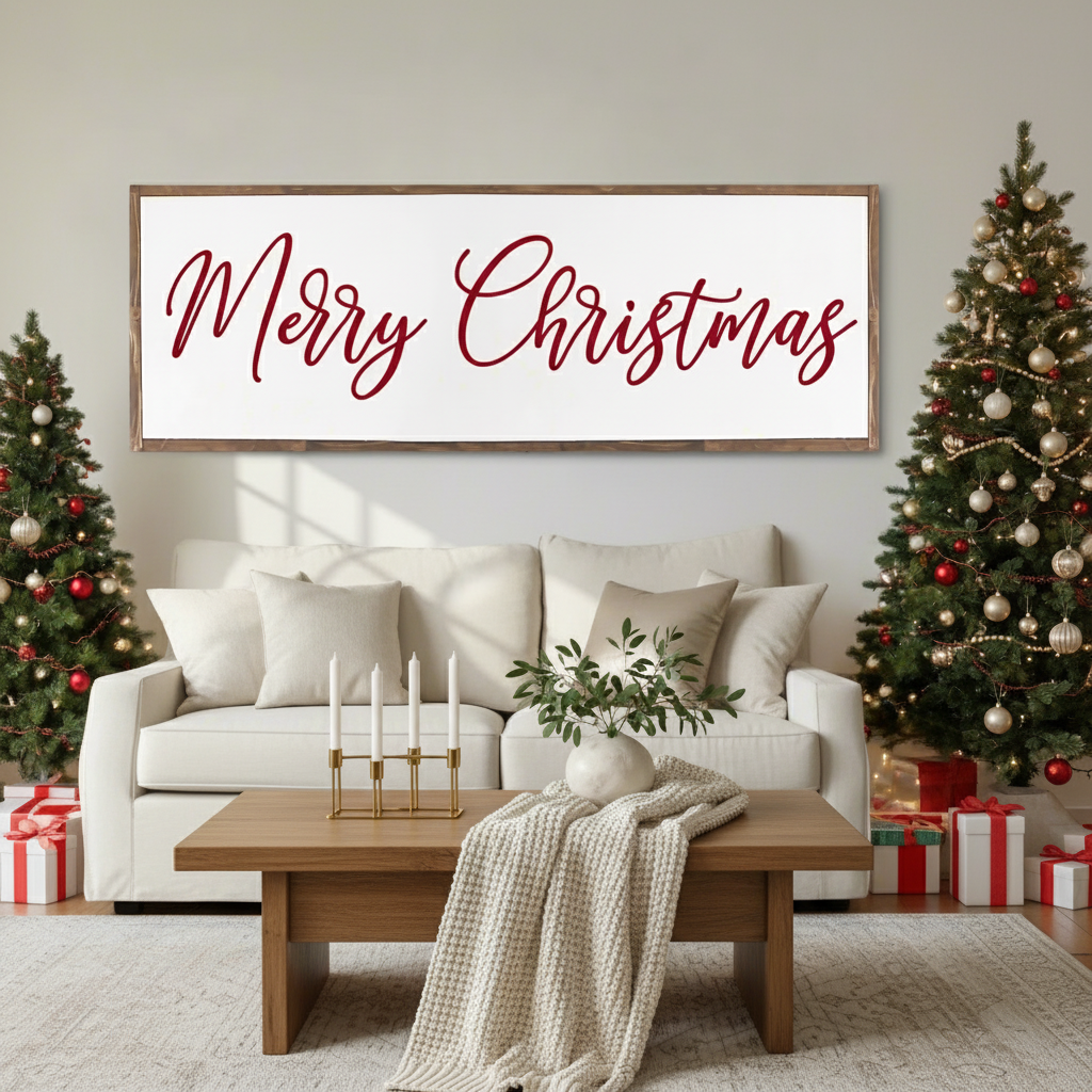 Merry Christmas Farmhouse Wood Sign