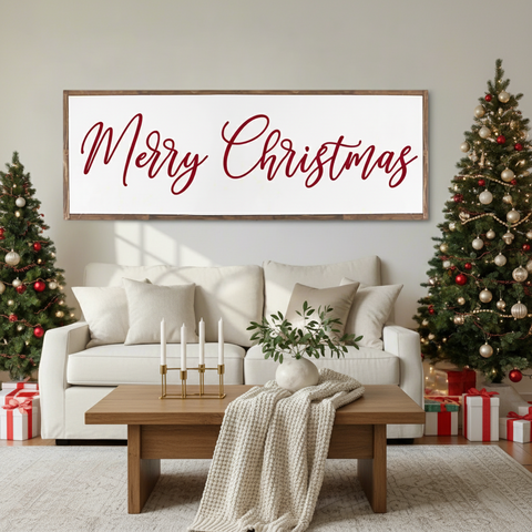Merry Christmas Farmhouse Wood Sign