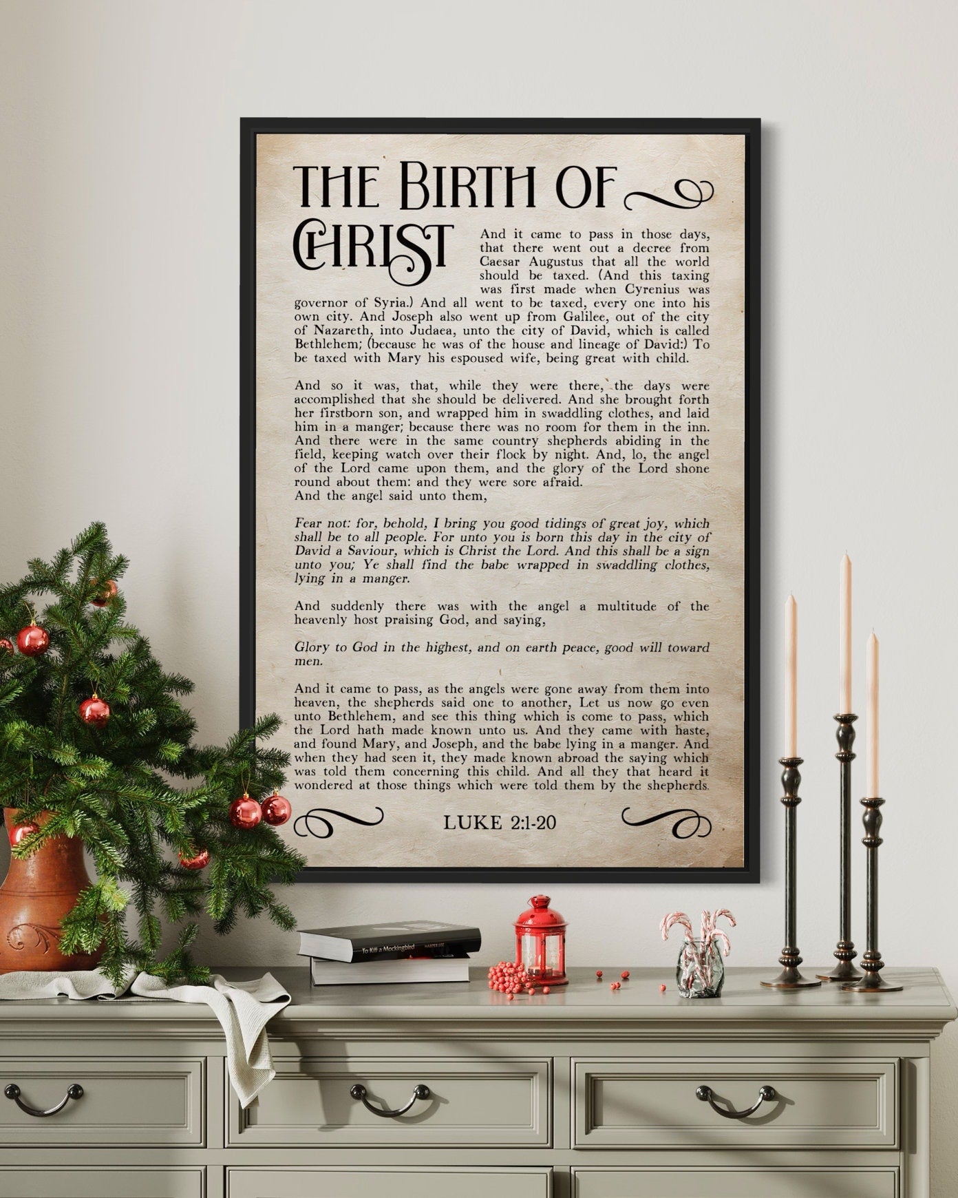 The Birth of Christ, The Christmas Story Canvas Wall Art, Home Decor Sign, Christmas Scripture Canvas, Bible Verse Sign, Scripture Wall Art