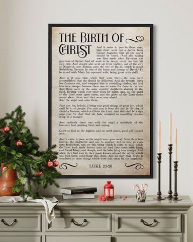 The Birth of Christ, The Christmas Story Canvas Wall Art, Home Decor Sign, Christmas Scripture Canvas, Bible Verse Sign, Scripture Wall Art