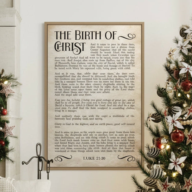 The Birth of Christ, The Christmas Story Canvas Wall Art, Home Decor Sign, Christmas Scripture Canvas, Bible Verse Sign, Scripture Wall Art