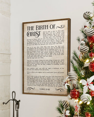 The Birth of Christ, The Christmas Story Canvas Wall Art, Home Decor Sign, Christmas Scripture Canvas, Bible Verse Sign, Scripture Wall Art