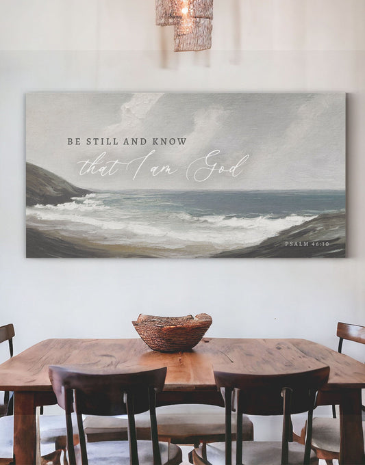 Christian Wall Art | Be Still and Know That I Am God, Vintage oil Painting Print on Canvas | Wall Art | Psalm 46:10 Scripture Wall Art |