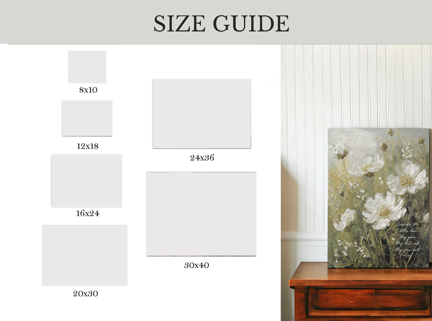 Canvas wrap size guide