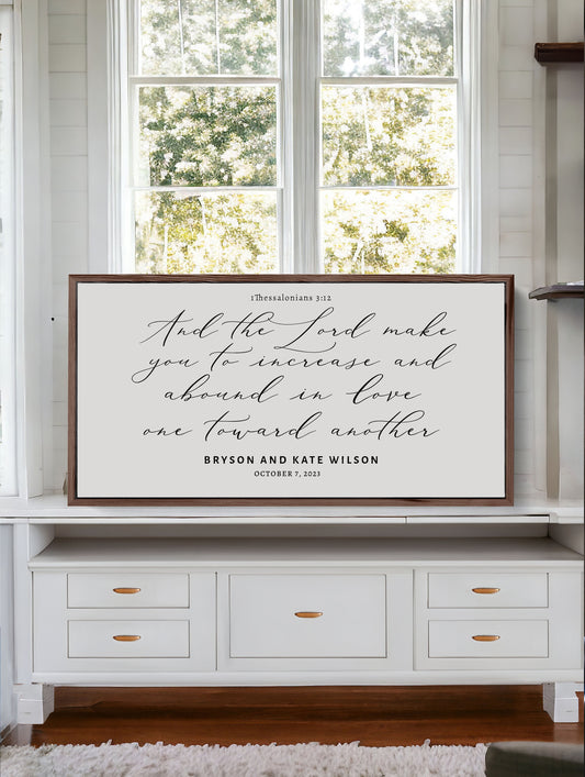 And The Lord Make You to Increase and Abound In Love | Christian Wood Sign | Master bedroom | CHRISTIAN WALL ART | Scripture Wall Art |