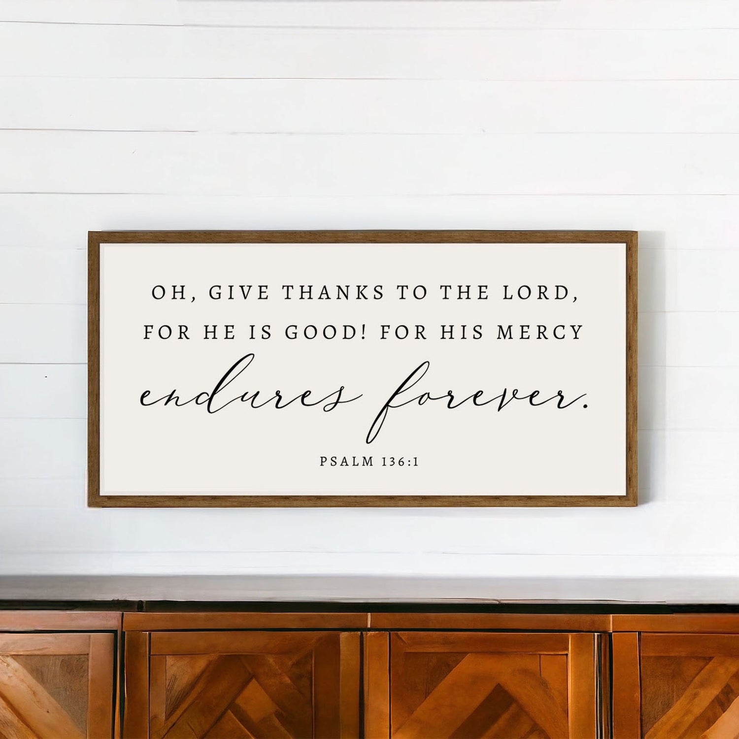 Psalm 136:1 Wood sign