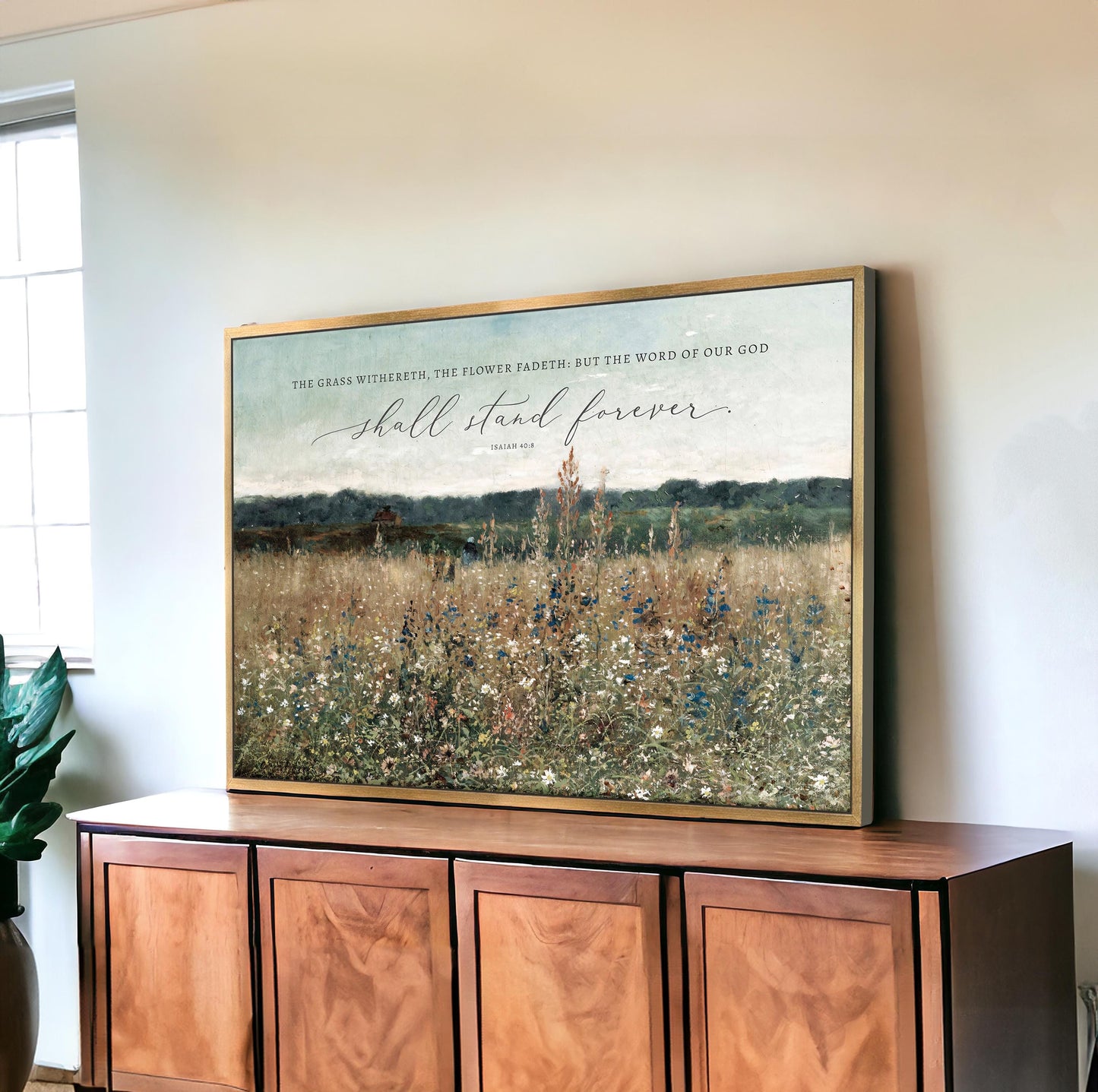 The Grass Withereth, The Flower Fadeth Scripture Canvas Wall Art