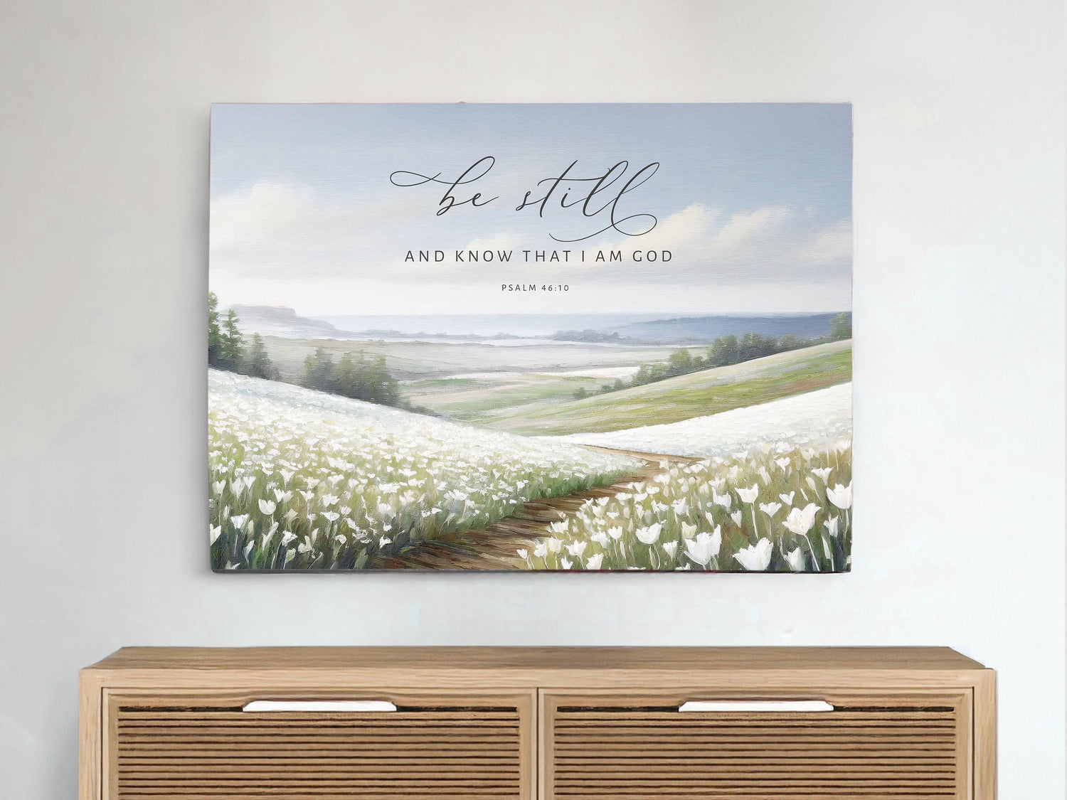 Christian Wall Art | Be Still And Know That I Am God | Modern Landscape Wall Art | Art Print | Scripture Wall Art | Home Decor | Psalm 46:10