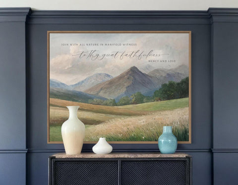 Christian Wall Art | To Thy Great Faithfulness | Modern Landscape Wall Art | Vintage Art Print | Scripture Wall Art | Christian Home Decor