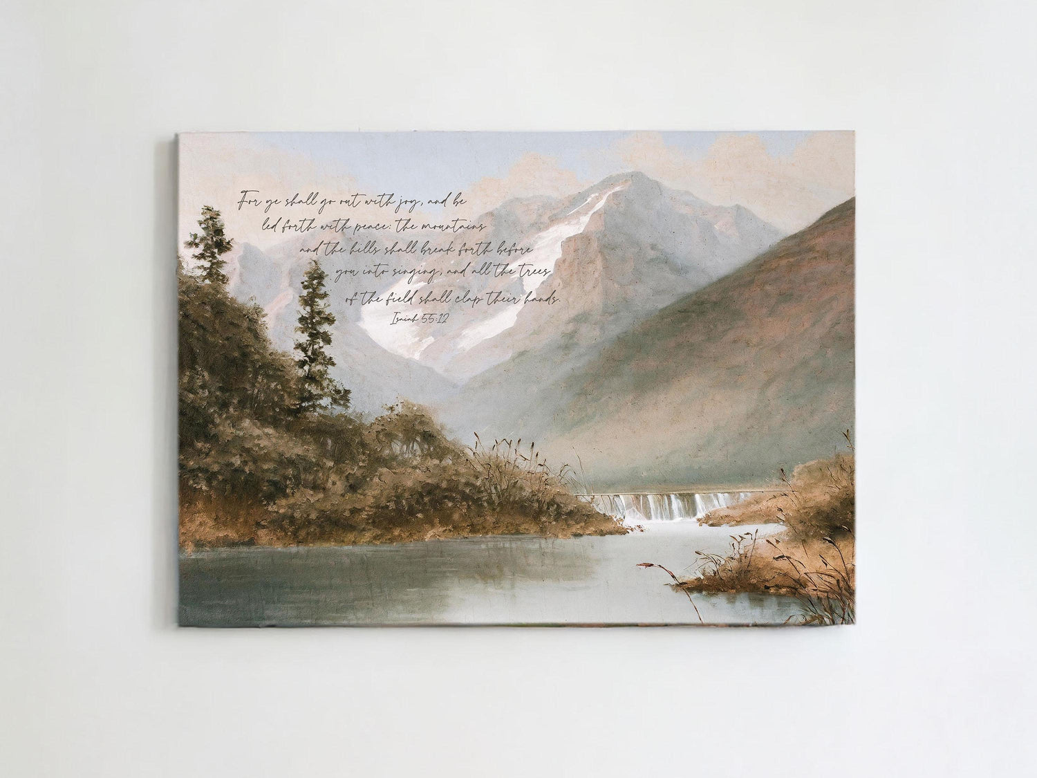 For ye shall go out with joy, and be led forth with peace | Modern Landscape Wall Art | Scripture Wall Art | Home Decor | Isaiah 55:12