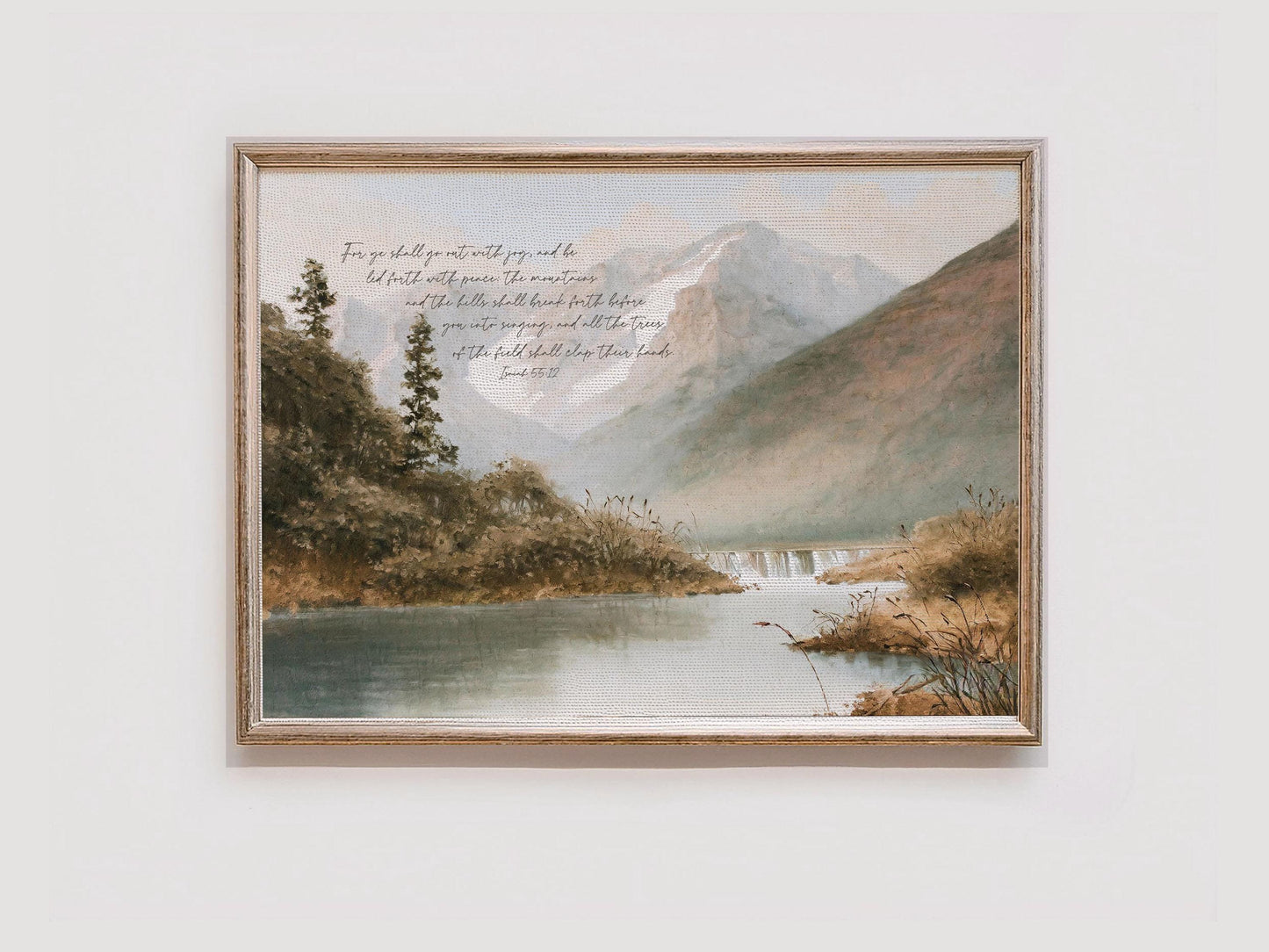 For ye shall go out with joy, and be led forth with peace | Modern Landscape Wall Art | Scripture Wall Art | Home Decor | Isaiah 55:12