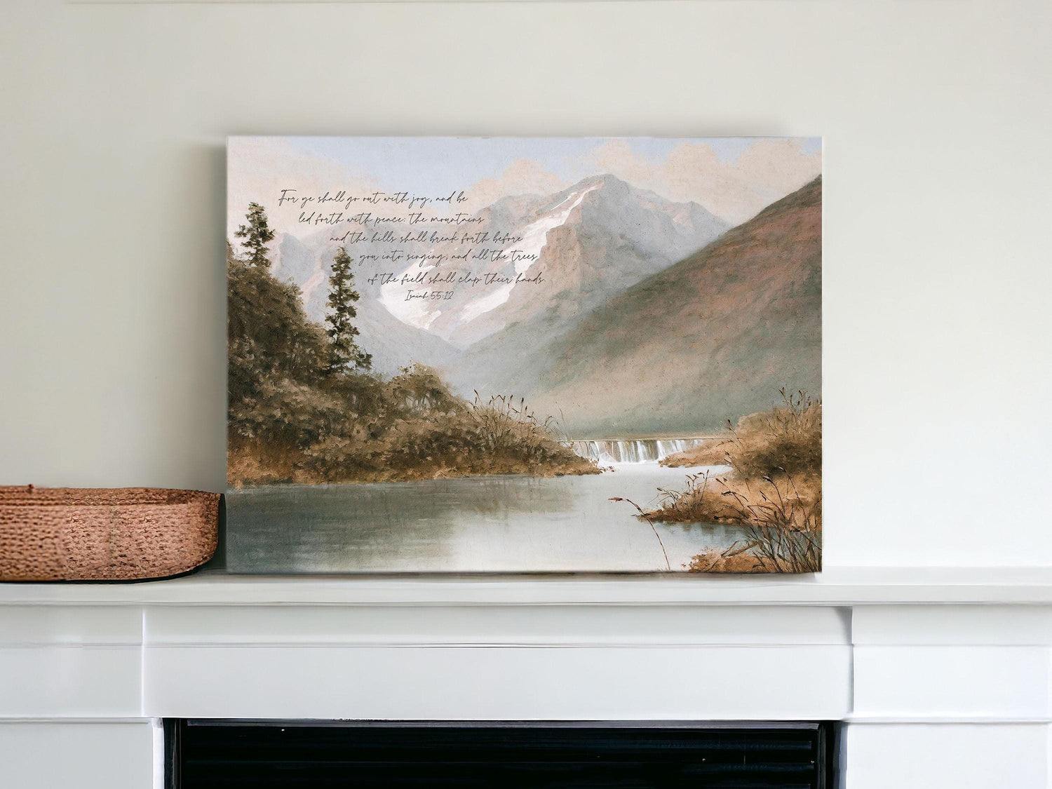 For ye shall go out with joy, and be led forth with peace | Modern Landscape Wall Art | Scripture Wall Art | Home Decor | Isaiah 55:12