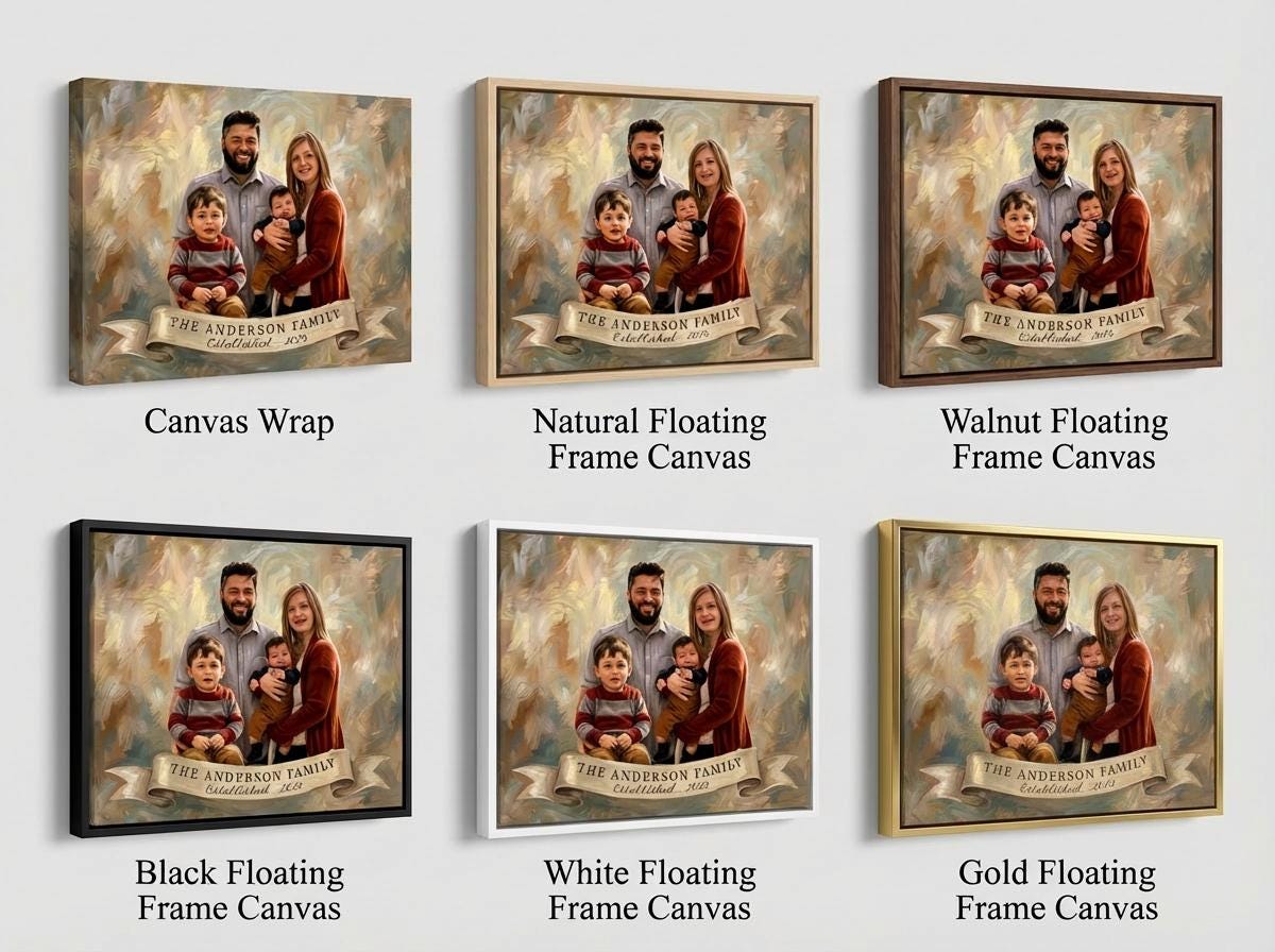 Custom Family Oil Painting From Photo • Keepsake Canvas Wrap • Personalized Portrait • Christmas Gift