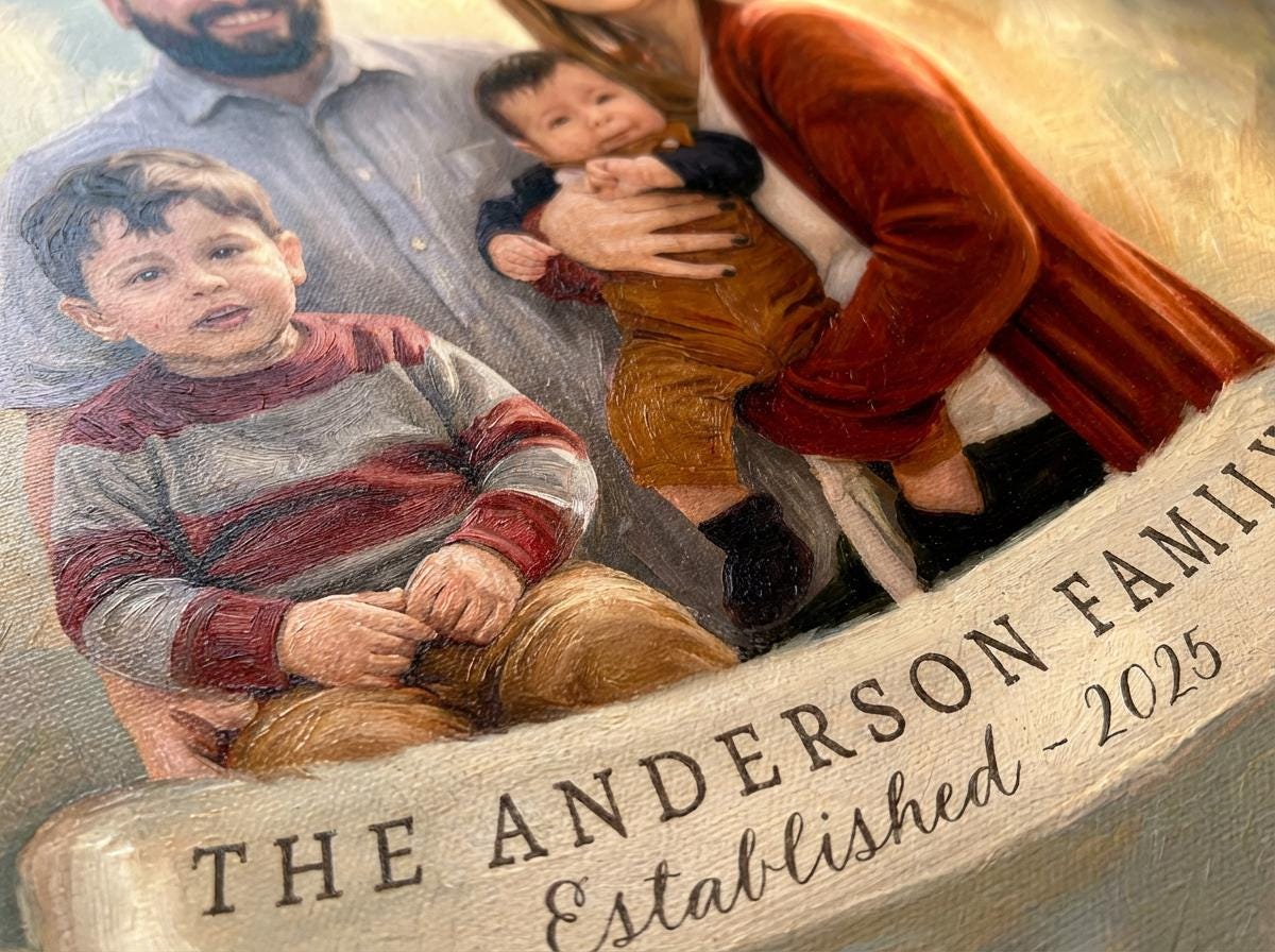 Custom Family Oil Painting From Photo • Keepsake Canvas Wrap • Personalized Portrait • Christmas Gift