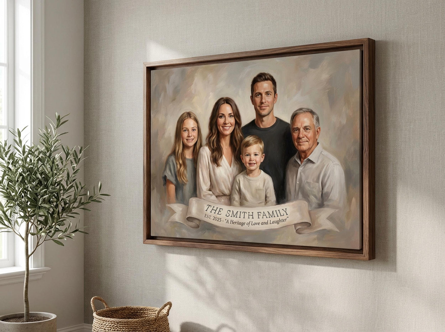 Custom Family Oil Painting From Photo • Keepsake Canvas Wrap • Personalized Portrait • Christmas Gift