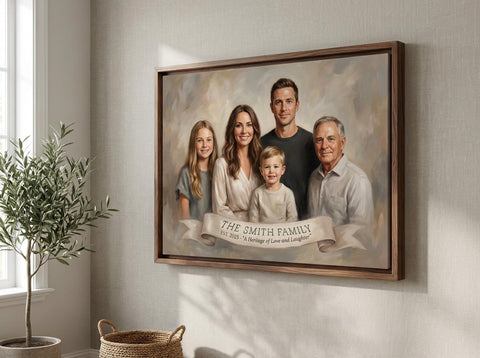 Custom Family Oil Painting From Photo • Keepsake Canvas Wrap • Personalized Portrait • Christmas Gift