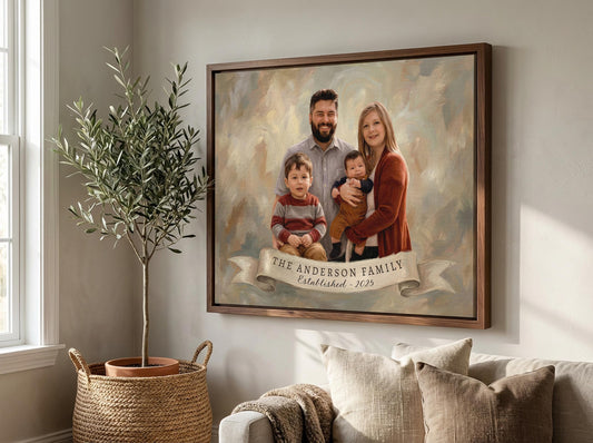 Custom Family Oil Painting From Photo • Keepsake Canvas Wrap • Personalized Portrait • Christmas Gift