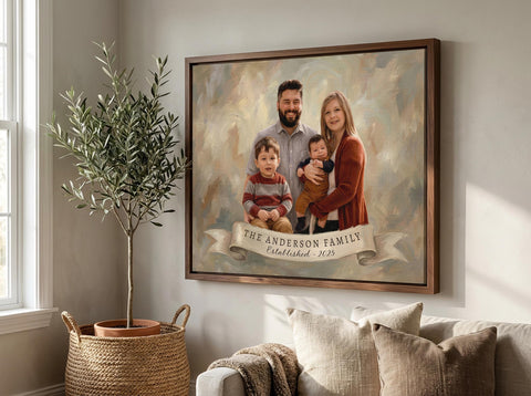 Custom Family Oil Painting From Photo • Keepsake Canvas Wrap • Personalized Portrait • Christmas Gift