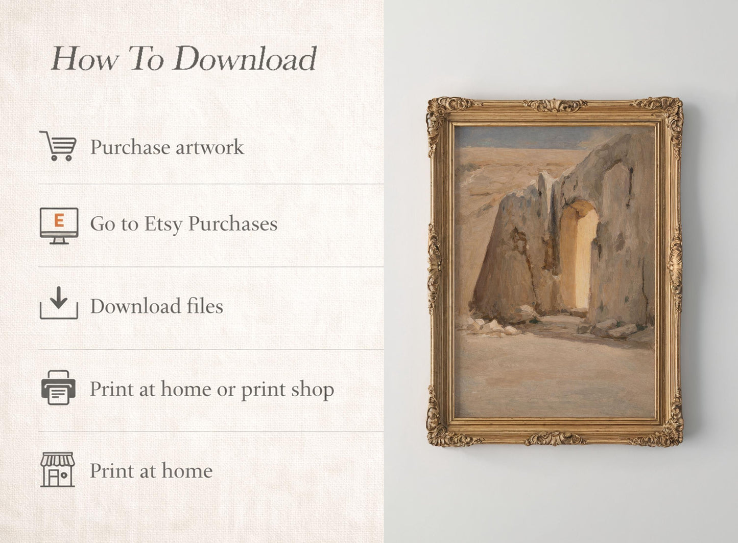 He Is Risen Empty Tomb Art – Christian Resurrection Bible Verse (Digital Download)