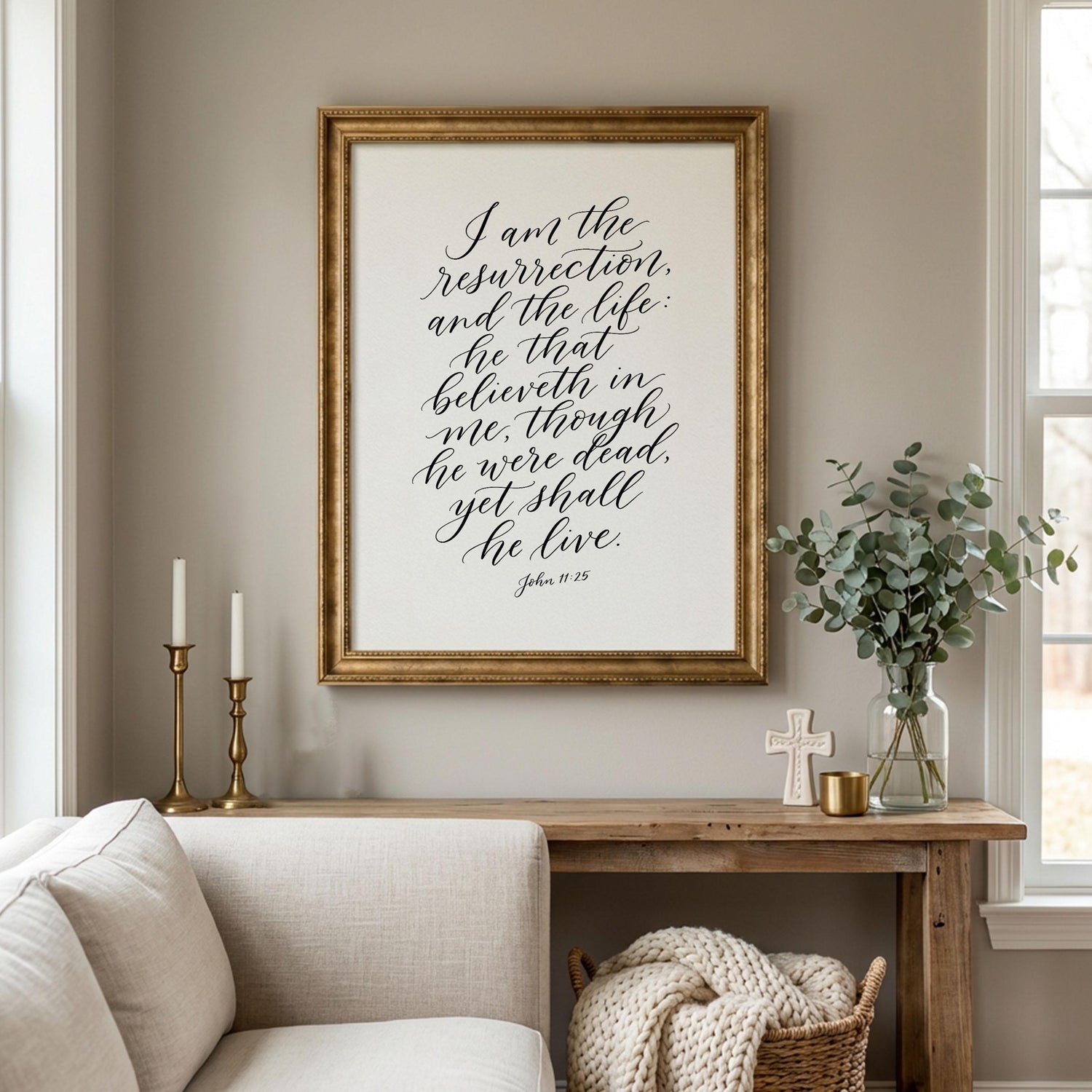 I Am the Resurrection and the Life – John 11:25 | Easter Christian Wall Art Printable