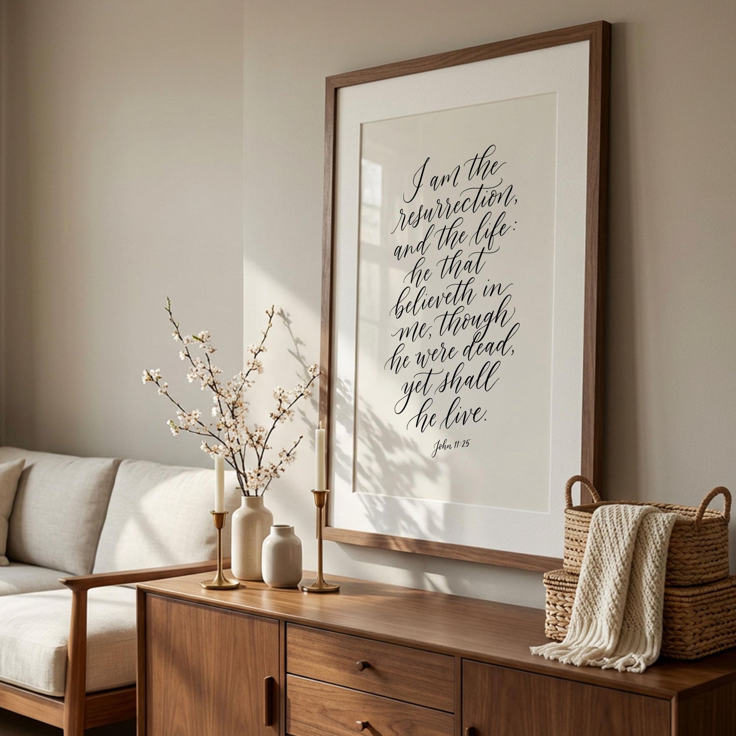I Am the Resurrection and the Life – John 11:25 | Easter Christian Wall Art Printable