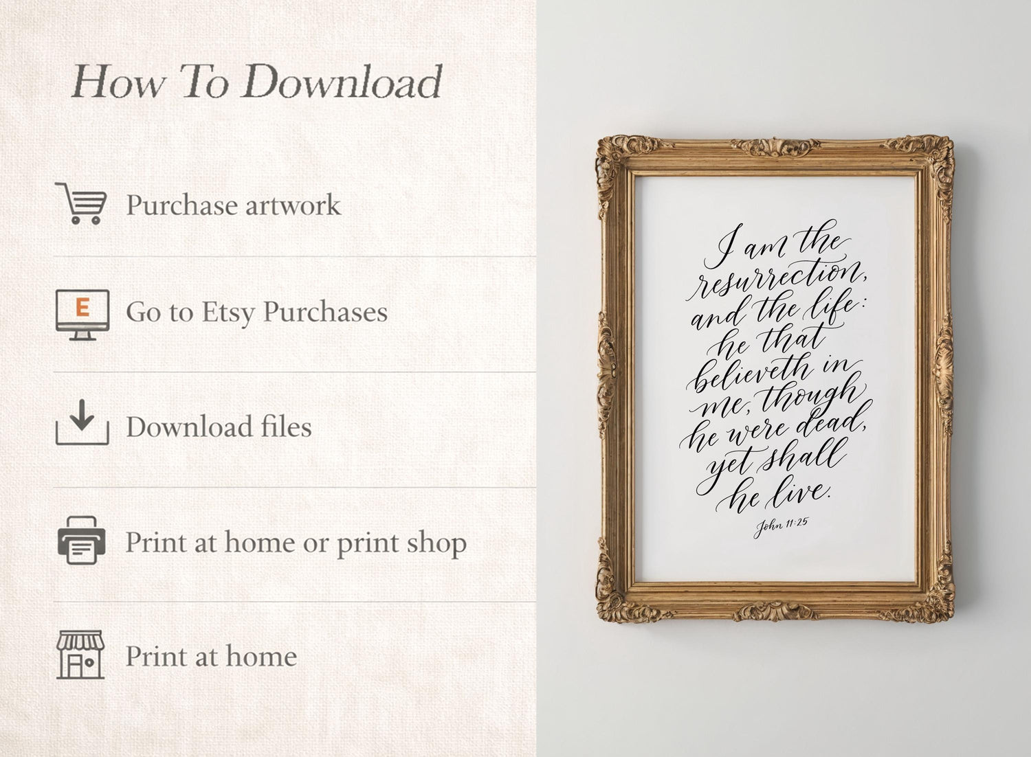 I Am the Resurrection and the Life – John 11:25 | Easter Christian Wall Art Printable