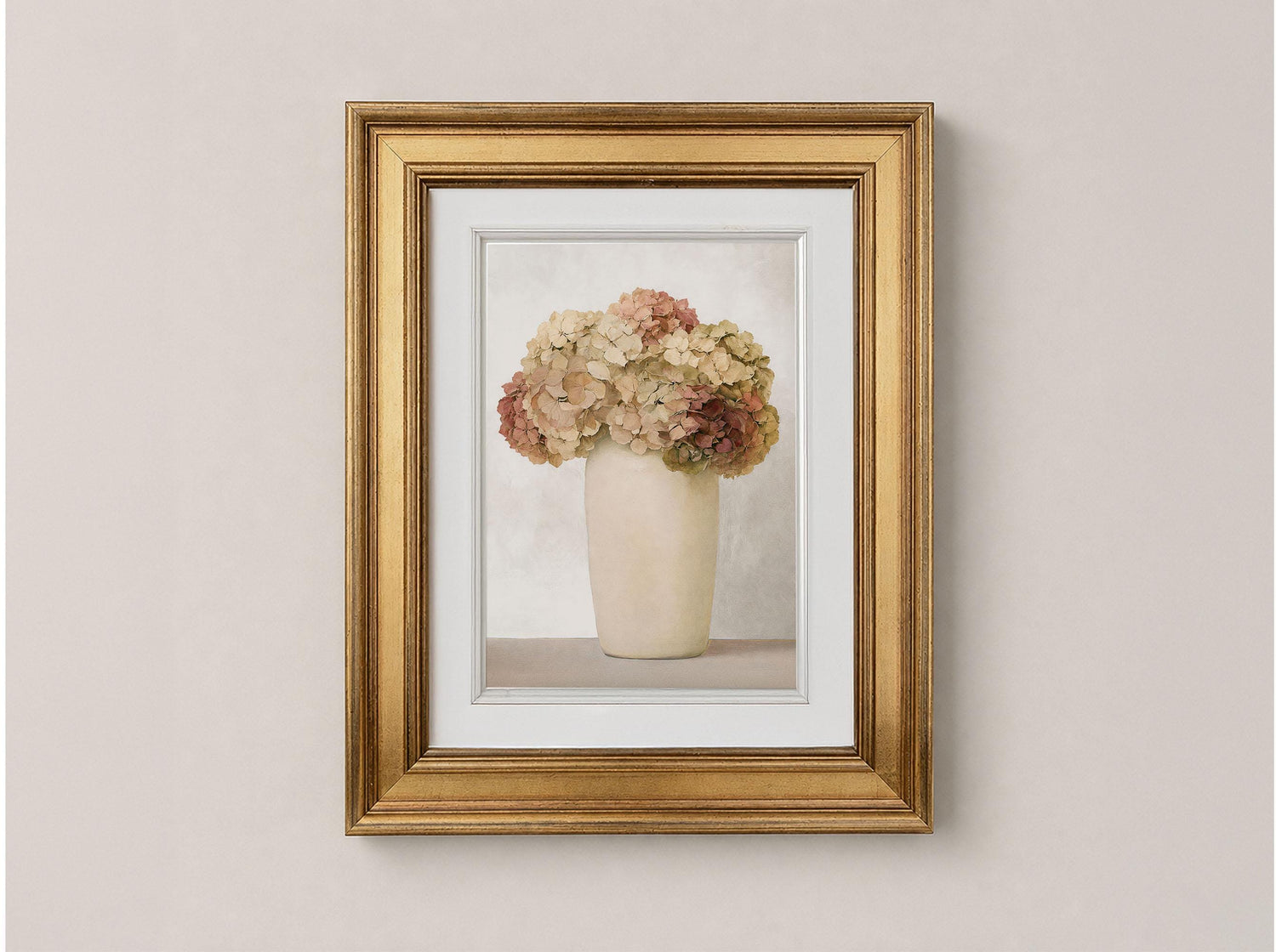 Vintage Hydrangea Botanical Print, Neutral Floral Art, Cottagecore Wall Decor (Digital Download)