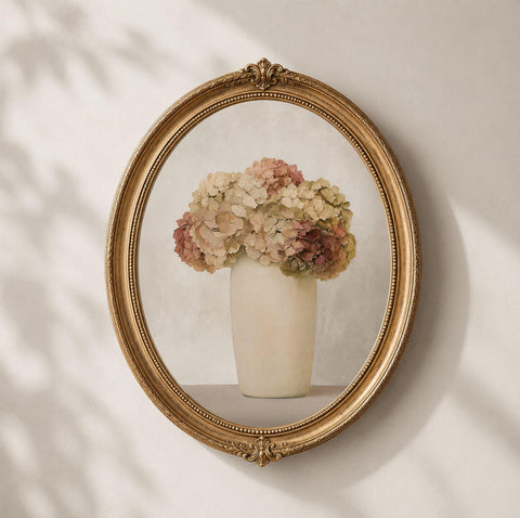 Vintage Hydrangea Botanical Print, Neutral Floral Art, Cottagecore Wall Decor (Digital Download)