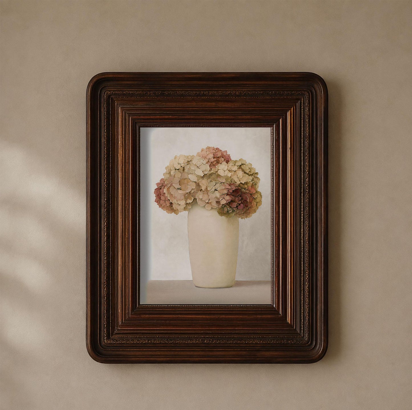 Vintage Hydrangea Botanical Print, Neutral Floral Art, Cottagecore Wall Decor (Digital Download)