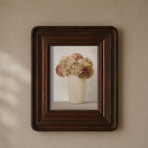 Vintage Hydrangea Botanical Print, Neutral Floral Art, Cottagecore Wall Decor (Digital Download)