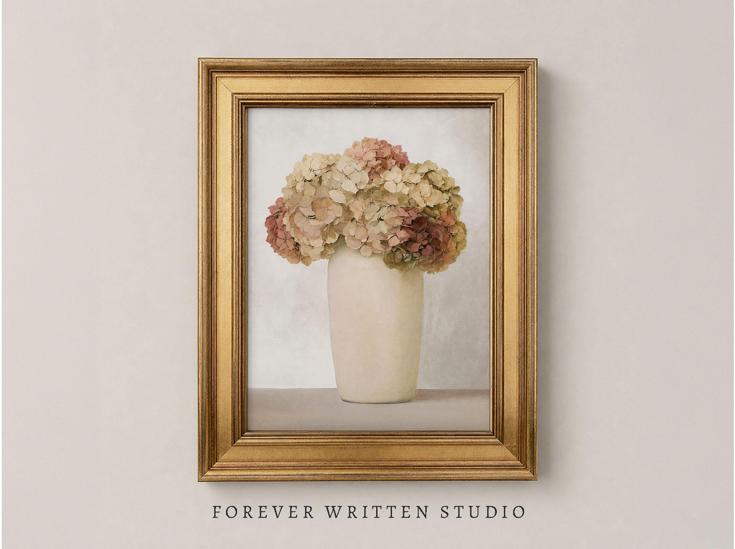 Vintage Hydrangea Botanical Print, Neutral Floral Art, Cottagecore Wall Decor (Digital Download)