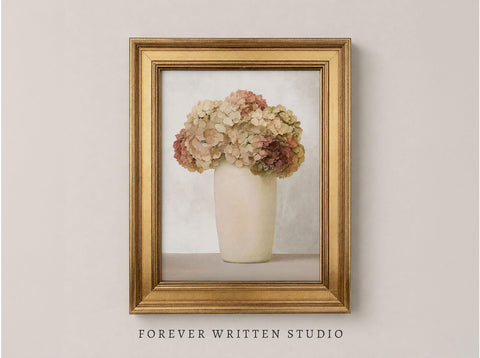 Vintage Hydrangea Botanical Print, Neutral Floral Art, Cottagecore Wall Decor (Digital Download)