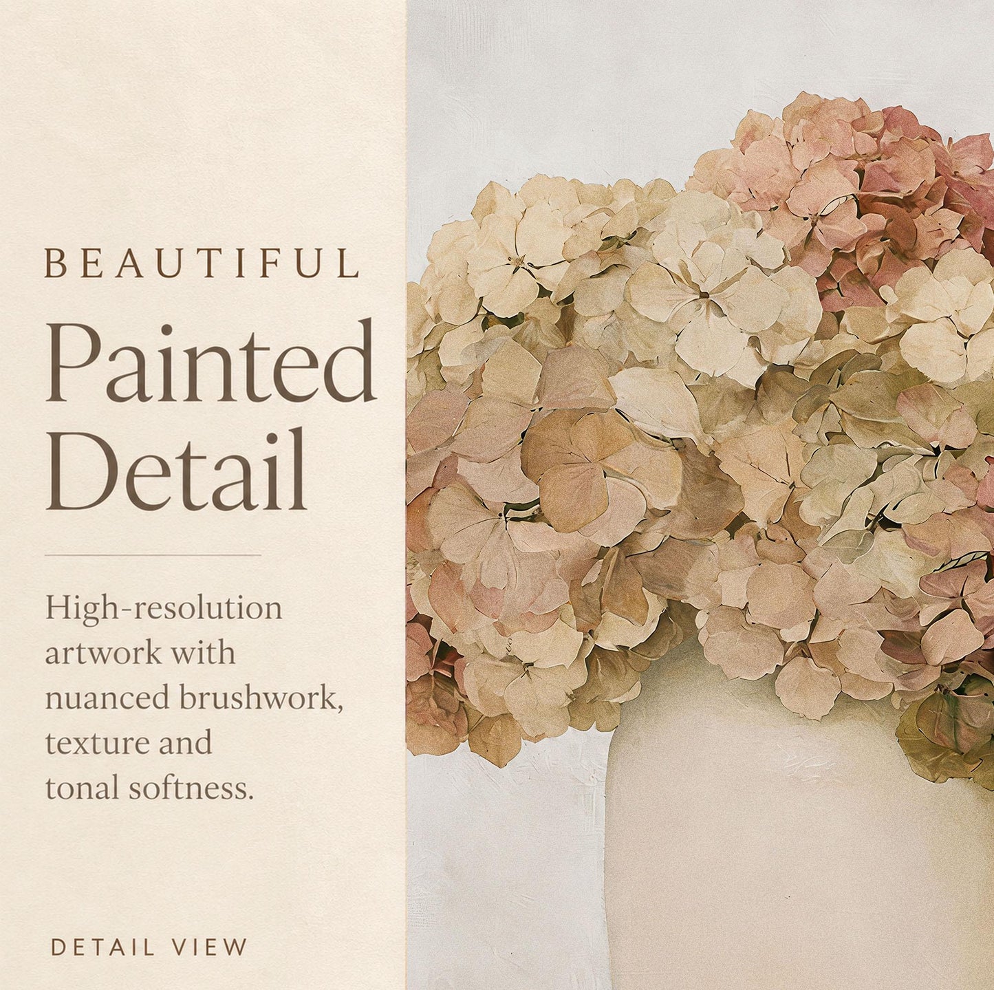 Vintage Hydrangea Botanical Print, Neutral Floral Art, Cottagecore Wall Decor (Digital Download)