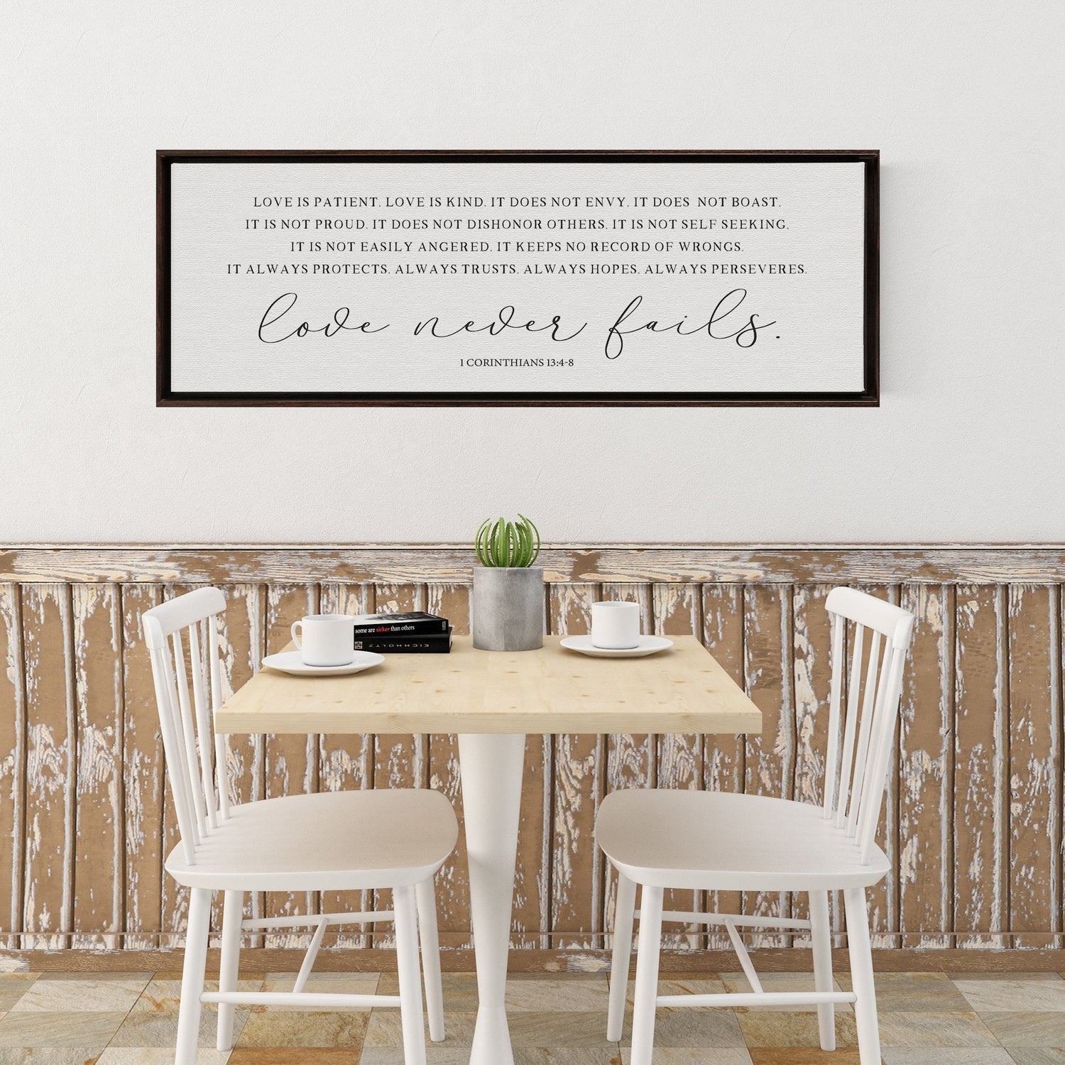 Love Never Fails | 1 Corinthians 13:4-8 | Bible Verse Wall Art - Forever Written