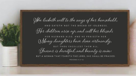 Proverbs 31 | Christian Wood Sign | Master bedroom | CHRISTIAN WALL ART | Scripture Wall Art | Proverbs 3:3 | Gift for her