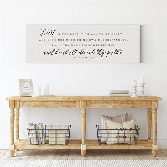 Trust In The Lord With All Thine Heart | Scripture Sign | Christian Wall Decor | Bible Verse Sign |Proverbs 3:5-6 Sign With Frame Options - Forever Written