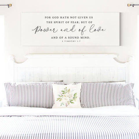 For God Hath Not Given Us The Spirit Of Fear Sign, Scripture Canvas Wall Art | 2 Timothy 1:7