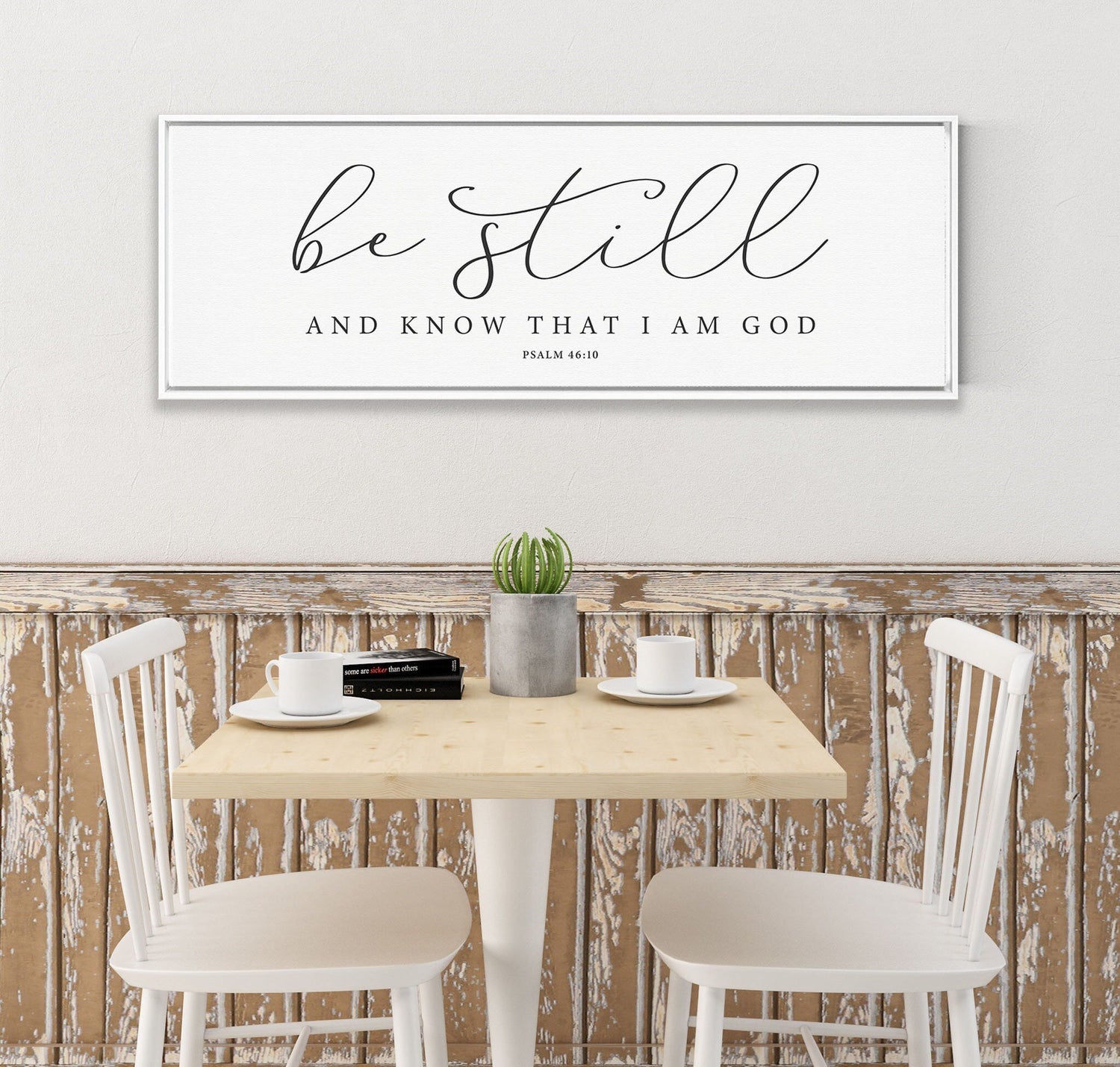 Be Still And Know That I Am God Sign, Scripture Canvas Wall Art, | Bible Verse Framed Christian Wall Art Sign | Farmhouse, Psalm 46:10 - Forever Written