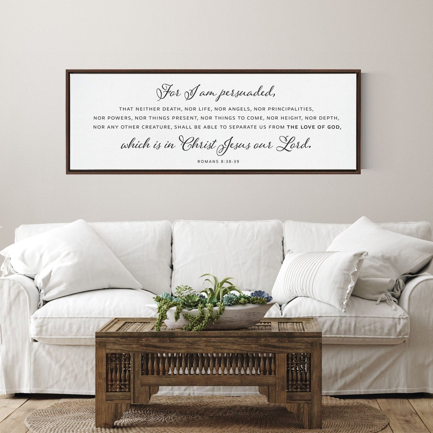 For I Am Persuaded | Scripture Sign | Christian Wall Decor | Bible Verse Wall Art Sign | Romans 8:38-39 | Scripture Sign With Frame Options - Forever Written