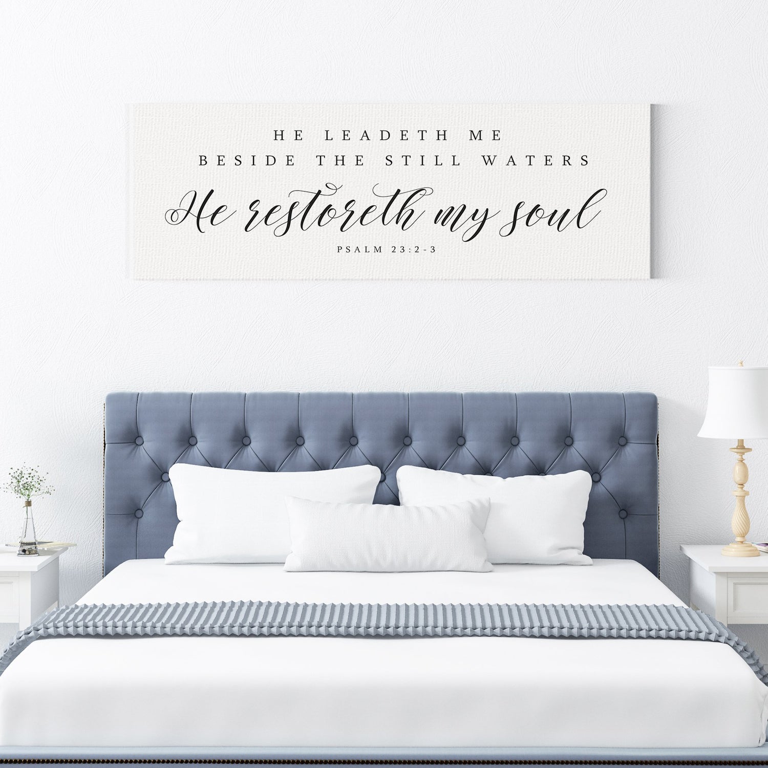 He Restoreth My Soul | Psalm 23 | Bible Verse Wall Art - Forever Written