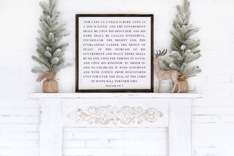 For Unto Us A Child is Born CHRISTMAS Scripture Sign, Home Decor Sign, Christmas Decor Idea, Digital, Canvas Print and wood Frame Options