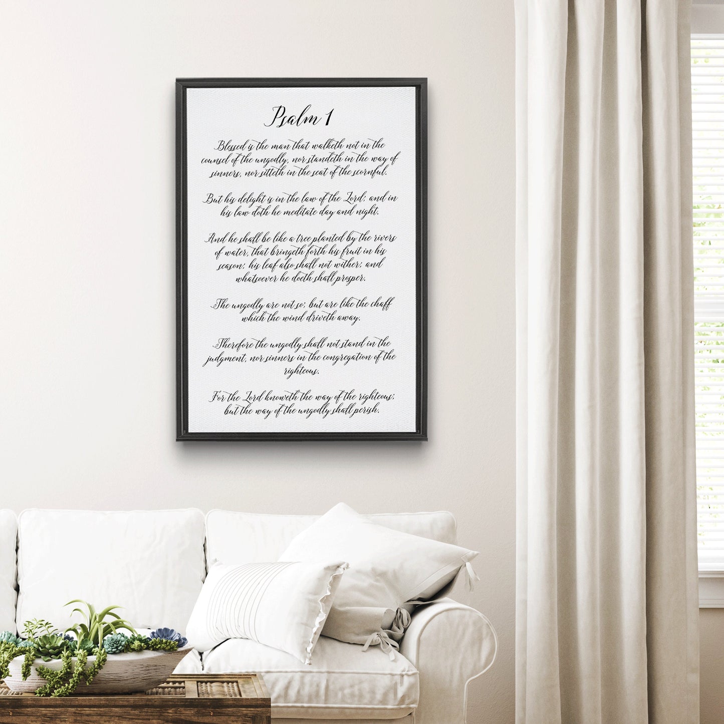 Psalm 1 Scripture Wall Art | Bible Verse Sign | Christian Wall Decor | Bible Verse Wall Art Sign | Psalm 91 Sign With Wood Frame Options