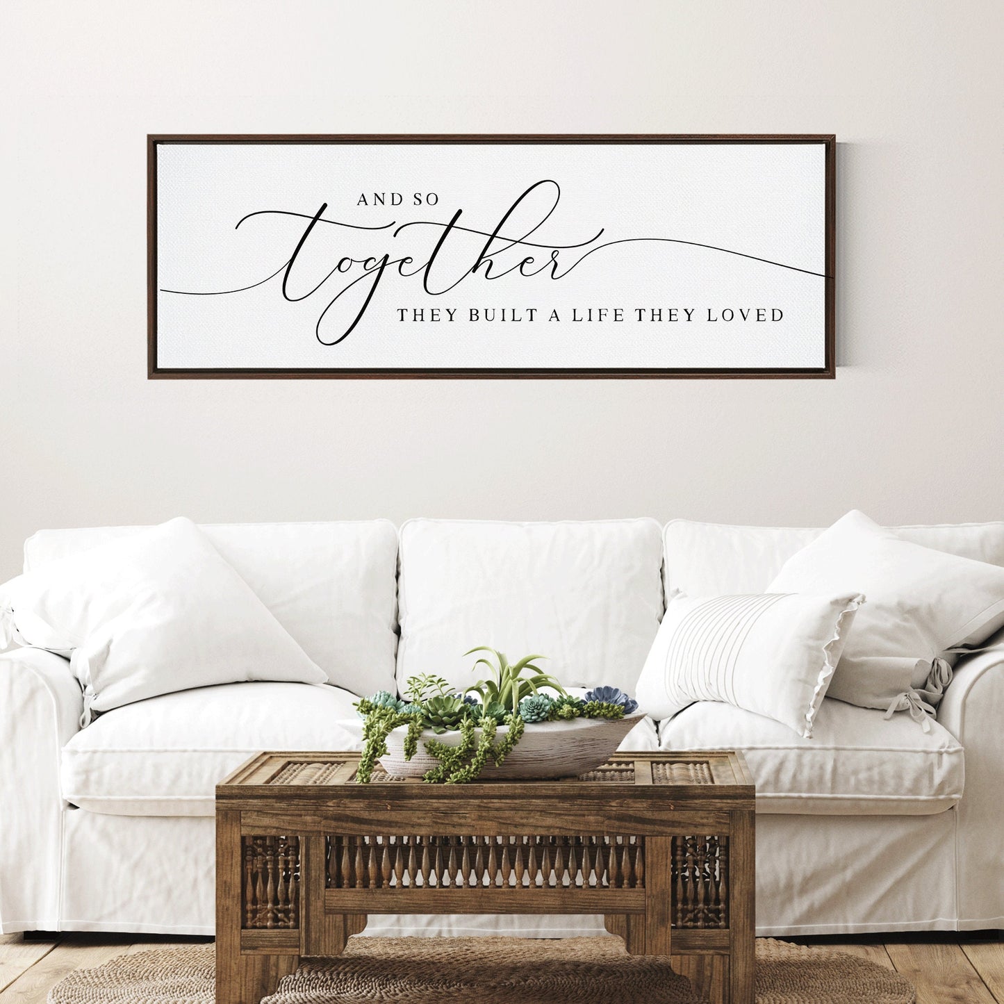 So Together They Built A Life They Loved Sign | His And Hers Canvas Wall Art Framed | Master Bedroom Above the Bed Prints | Gifts for Wife
