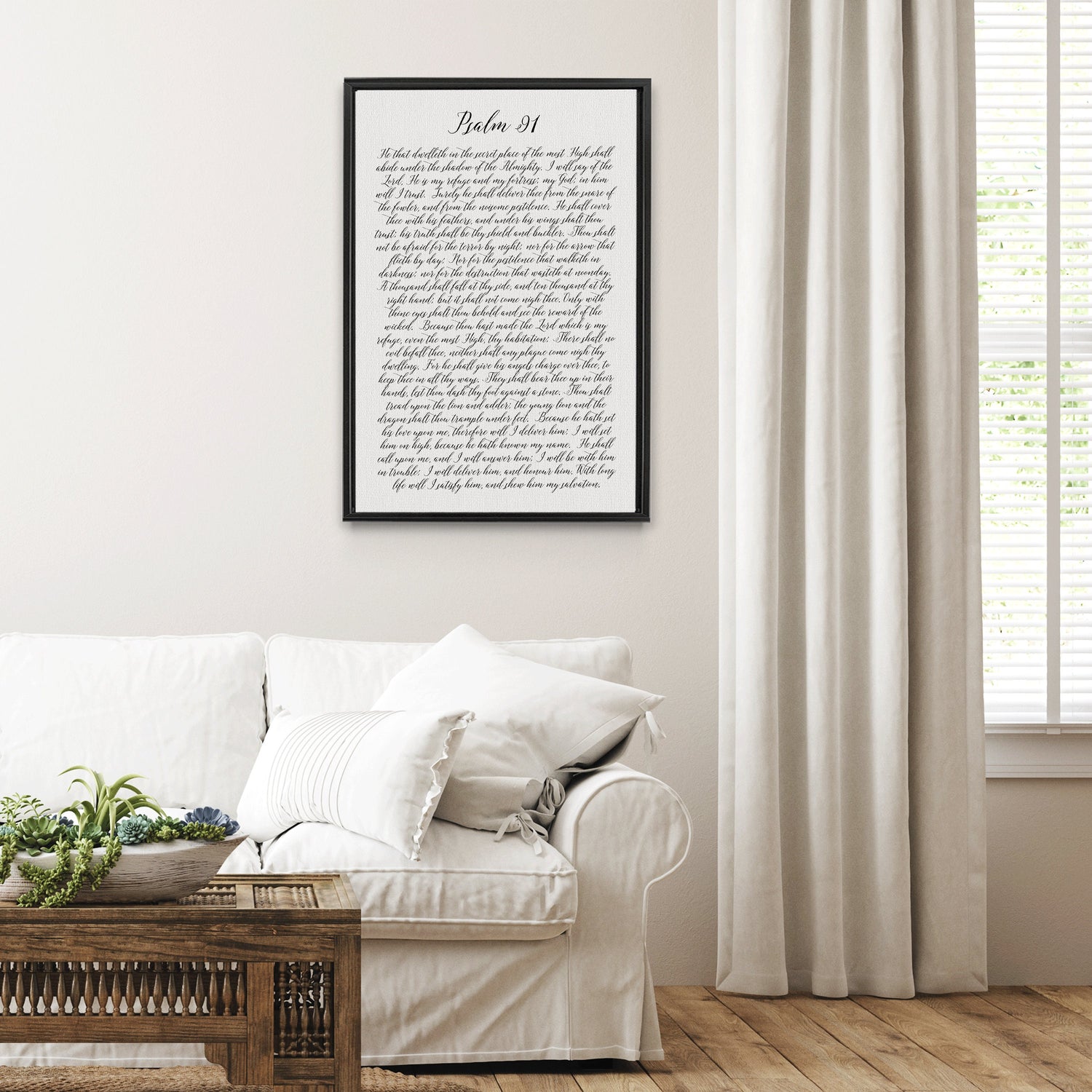 Psalm 91 Scripture Wall Art | Bible Verse Sign | Christian Wall Decor | Bible Verse Wall Art Sign | Psalm 91 Sign With Wood Frame Options