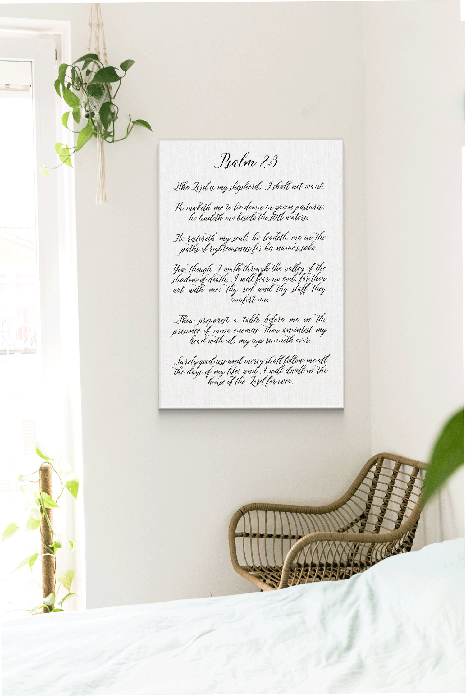 Psalm 23 Scripture Wall Art | Bible Verse Sign | Christian Wall Decor | Bible Verse Wall Art Sign | Psalm 91 Sign With Wood Frame Options