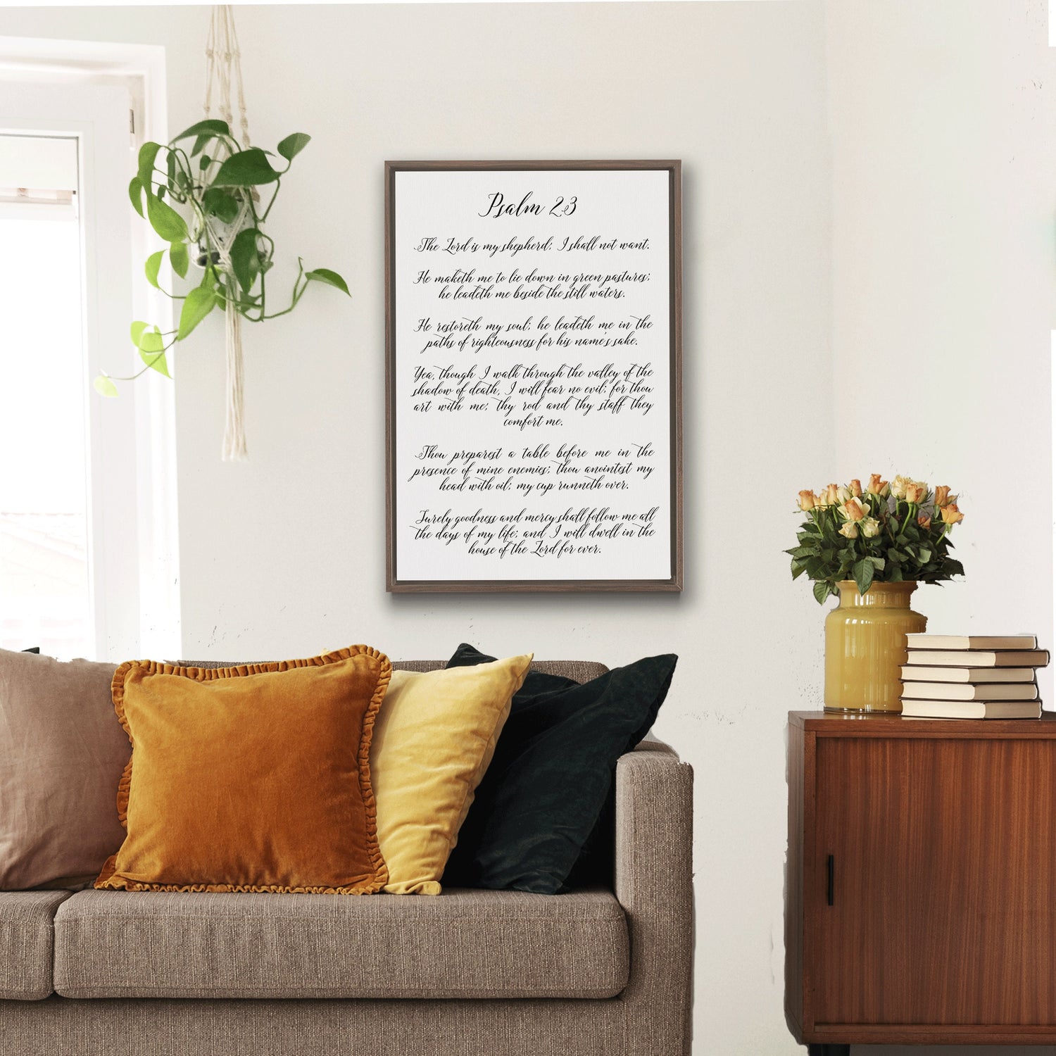 Psalm 23 Scripture Wall Art | Bible Verse Sign | Christian Wall Decor | Bible Verse Wall Art Sign | Psalm 91 Sign With Wood Frame Options