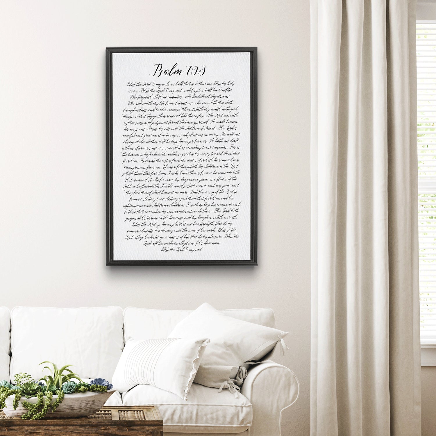 Psalm 103 Scripture Wall Art | Bible Verse Sign | Christian Wall Decor | Bible Verse Wall Art Sign | Psalm 91 Sign With Wood Frame Options