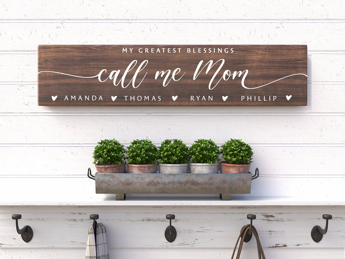 Personalized MOTHER'S Gift | My Greatest Blessings Call Me Mom | Gift for Mom | Rustic Wood Sign for Mom | Mother's Rustic Wood Sign