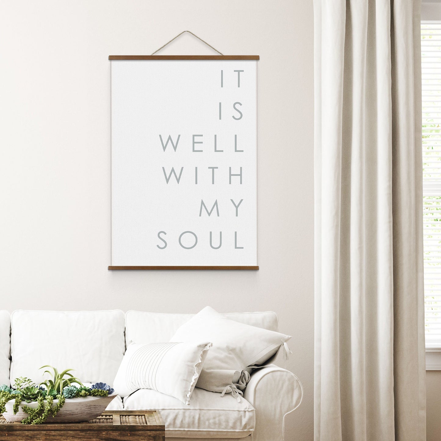 IT IS WELL With My Soul |Hymn Hanging Canvas | It Is Well Modern Farmhouse Wall Art Wood Hanging Canvas